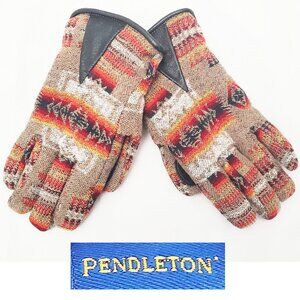 Pendleton Mens Wool Leather Trim Fleece Lined Gloves South West Design S